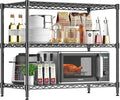 3-Tier Storage Shelves 795LBS Metal Shelving Unit, Adjustable Wire Rack Small Shelf Organizer with Shelf Liners for Kitchen Pantry Office Closet Garage 24" W x 14" D x 30.5" H Black