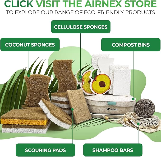 Natural Kitchen Sponges Pack of 20 - Biodegradable Cellulose and Coconut Husk Walnut Scrubbers - Odor Free Non Scratch - Eco Friendly Quick Drying Dishwashing Sponges
