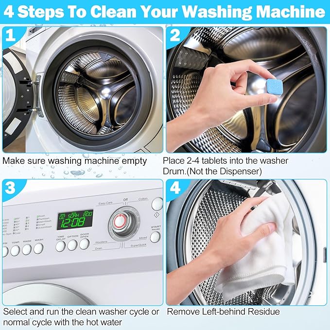 150 Pcs Washing Machine Cleaner Tablets Washing Machine Deep Cleaner Tablets for Front Loader and Top Load Washer