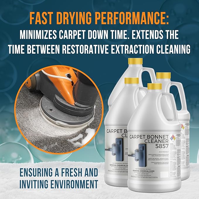 Bonnet Cleaner 5857 - Heavy Duty Shampoo Carpet Freshener Solution for Machine - Fast Drying & Pet Safe Carpet Shampoo for Rotary Cleaners, Commercial, & Industrial Use - Case