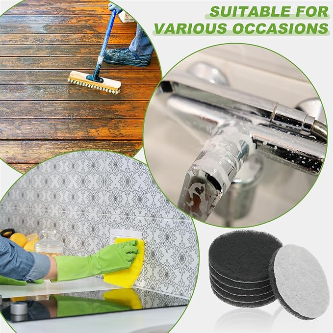 Power Scrub Pads, Scrubbing Pads 1000 Grits Scouring Discs - Fitting for (Home Kitchen Cleaning - Drill Attachment - Scrubber Replacement) 6 Pcs & 5 Inch & Gray