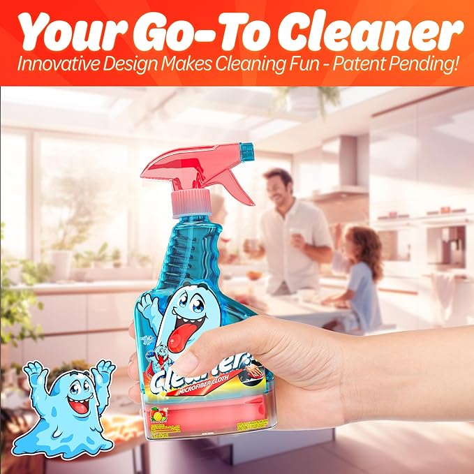 Spray Bottle with Microfiber Cap 16oz All Purpose Cleaner Citrus (2 Pack)