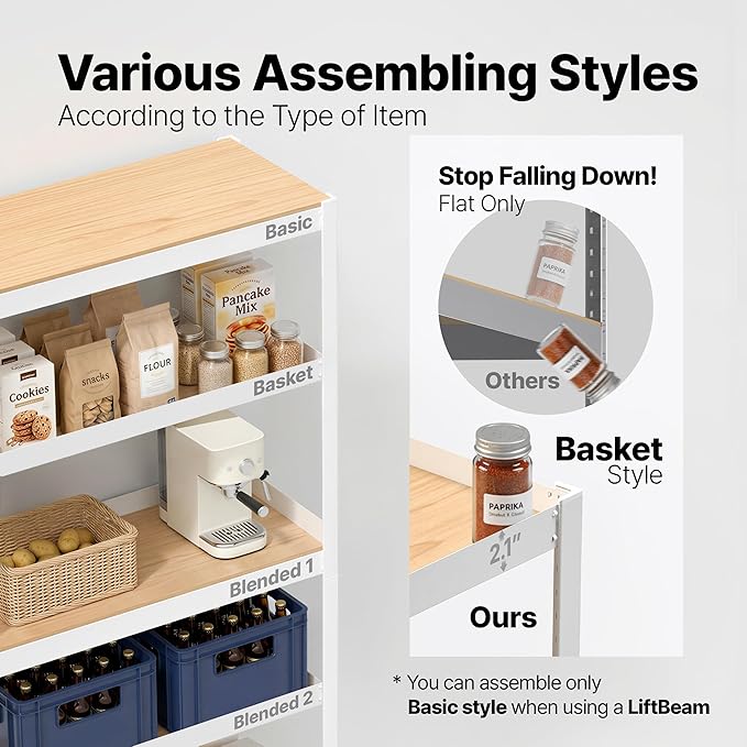 HOMEDANT House 48.1" W 5 Tier Heavy Duty Garage Shelving Adjustable Metal Rack Storage Shelves Standing Shelf Unit Organizers Industrial Warehouse Basement White 2Pack