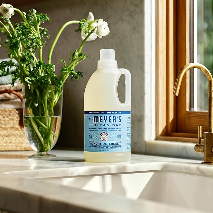 MRS. MEYER'S CLEAN DAY Laundry Detergent, Rain Water Scent, 64 Ounce Bottle