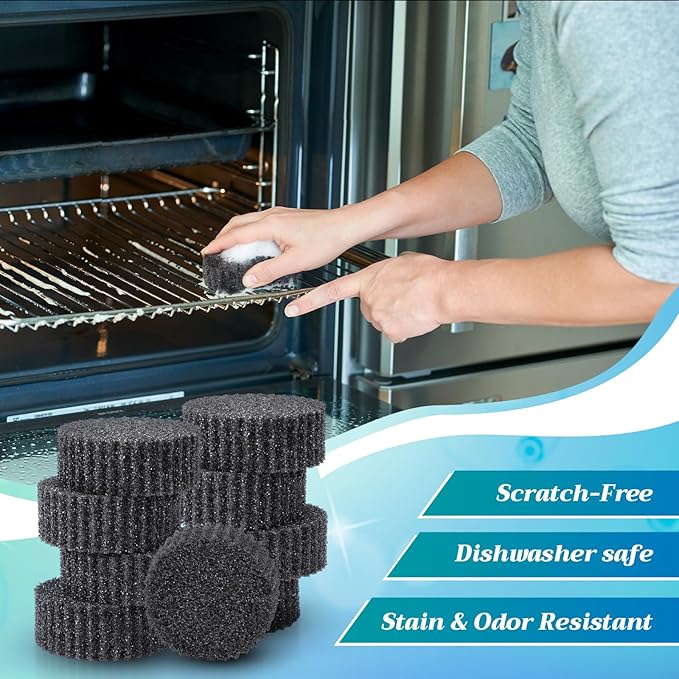 20 Pack Black Scrub Sponges Multi Functional Temperature Sensitive Non Scratch Dish Sponge for Washing Dishes Kitchen Bathroom