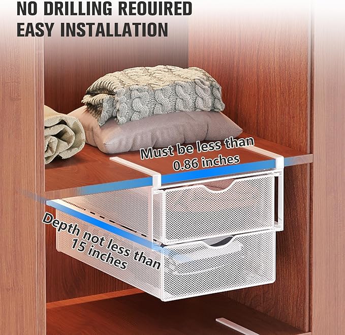 Underwear Drawer Organizer for Closet, Hanging Pull-Out Bra Sock Lingerie Storage Basket - Double-Layer Mesh Undergarment Organizer, Multifunctional Space-Saving Wardrobe Organizer for Bedroom