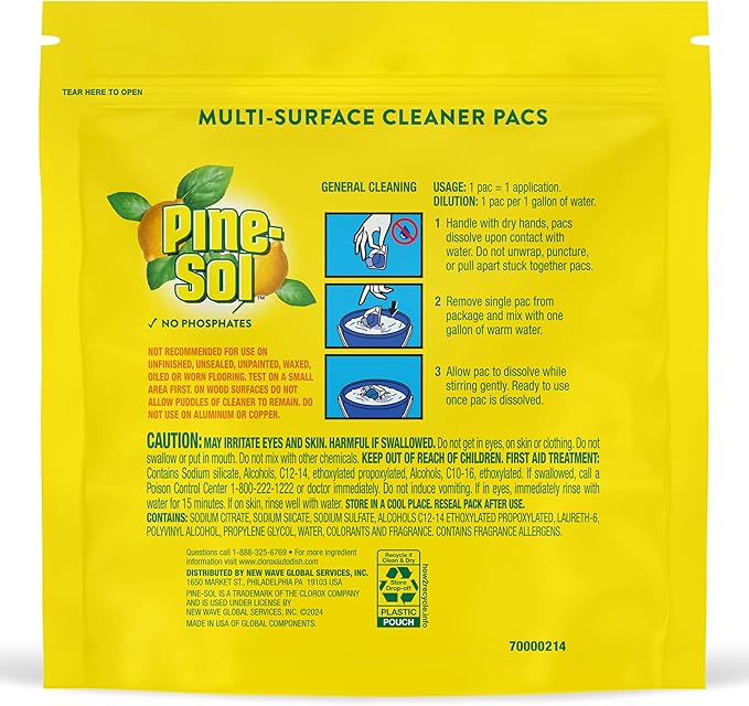 Pine-Sol Ultra+ All Purpose Cleaner Pacs Lemon Scent - 12 Count