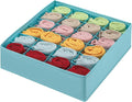 Foldable Storage Cubes Drawer Underwear Organizer Dividers， under Cabinet Organizer 24-Cell Fabric Storage Boxes for Lingerie,Socks,Ties（Light Green）