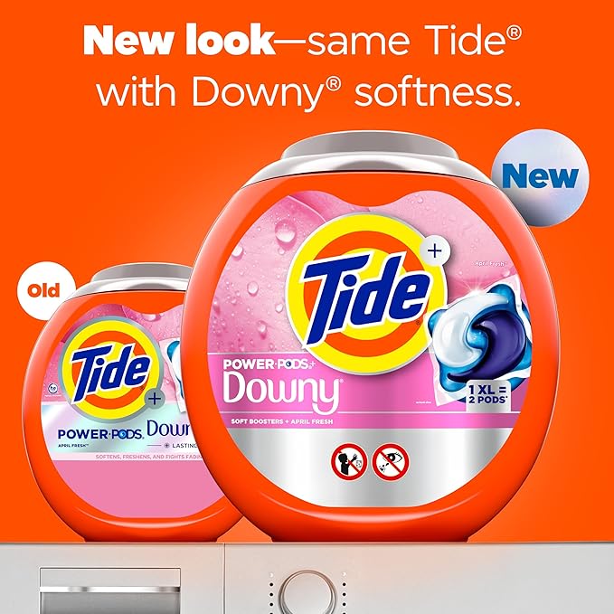 Tide Power PODs + Downy Laundry Detergent Pods, 63 Count, Soft Boosters + April Fresh