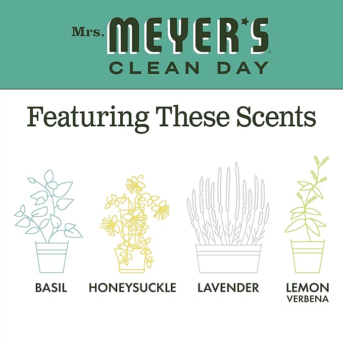 MRS. MEYER'S CLEAN DAY Multi-Surface Cleaner Concentrate, Use to Clean Floors, Tile, Counters, Basil, 32 fl. oz (Pack of 2)