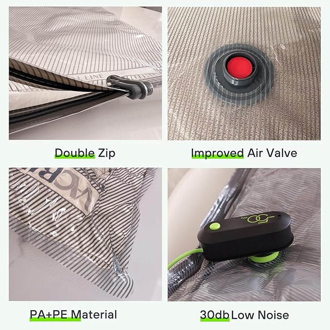Vacbird 9 Pack Travel Vacuum Storage Bags with USB Electric Pump, Carry-on Size Space Saver Bags for Clothes and Clothing Travel，Compression Packing for Luggage and Suitcase