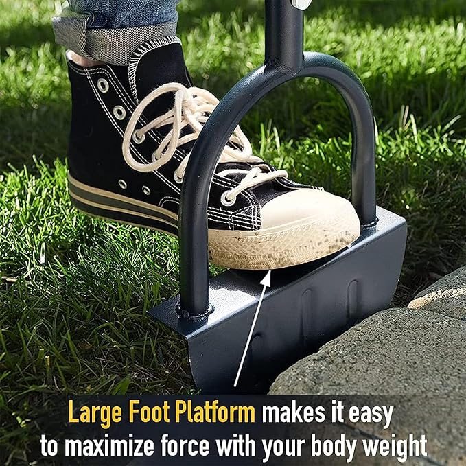 Saw Tooth Edger Lawn Tool with T Grip Handle，Half Moon Shape，Sharp Saw Tooth，Tool with T Grip Handle, Hand Edging Tools for Landscaping, Garden, Flower Beds, Borders, Sidewalk, Turf, Yard (A)