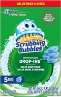 Scrubbing Bubbles Continuous Clean Toilet Drop-Ins, Automatic Blue Toilet Bowl Cleaner, Septic-Safe Tank Tablets Remove Hard Water Minerals & Limescale, Stain & Smell Protection, 5 Count (Pack of 1)