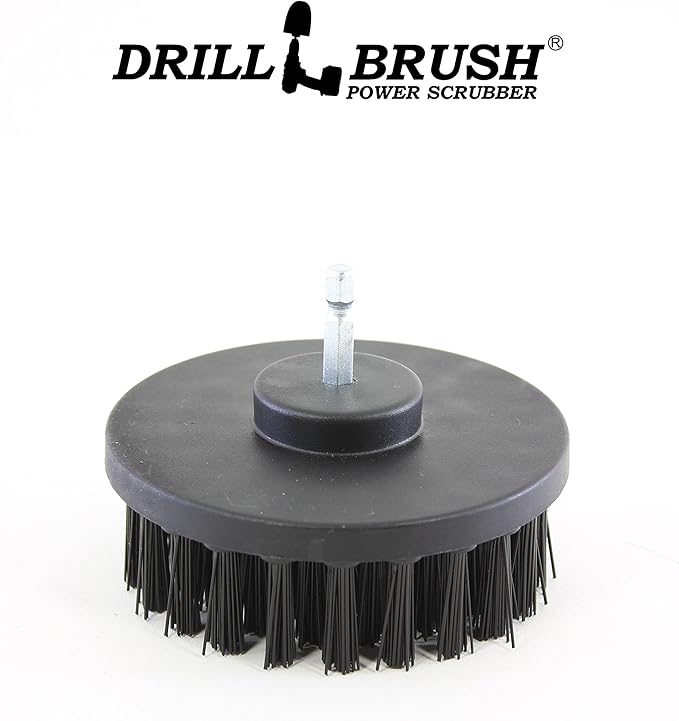 Ultra Stiff 4-Inch Electric Spin Scrubber: Industrial Cleaning Supplies for BBQ, Oil Stains, Rust, Metal, Concrete, Grates, Smoker, Griddle, Outdoor Deck, Garage, & Driveway - No Wire Brush for Drill