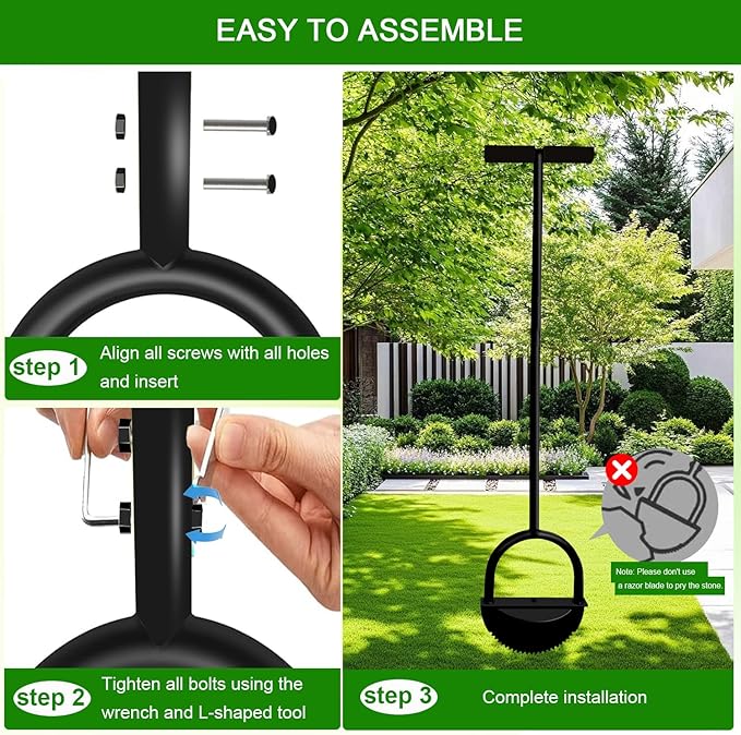 Edger Lawn Tool 41 Inches with Two Replaceable Blades Manual Lawn Edger with T-Grip for Yard, Garden, Landscaping, Sidewalk and Flower Bed