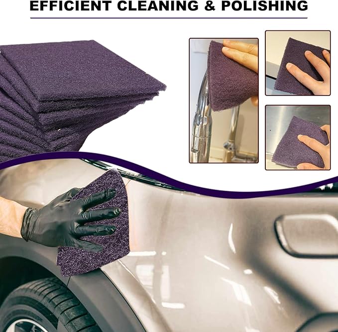 Premium 10 Pack 6" x 9" Purple General Purpose Scuff Pads - Scuffing, Scouring, Sanding, Paint Primer Prep Adhesion Scratch - Surface Preparation Automotive Car Auto Body Woodworking Wood (600 Grit)