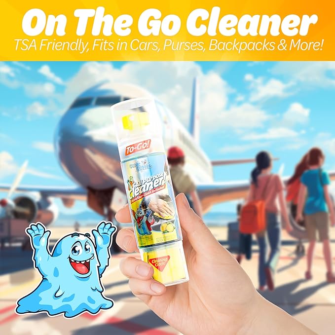 Travel Spray Bottle With Microfiber Cap - All Purpose Cleaner - Lemon (2 Pack)