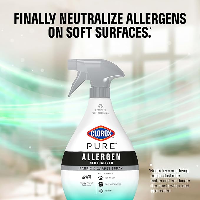 Clorox PURE Allergen Neutralizer Fabric and Carpet Spray, Clean Breeze, 26 Fluid Ounces (Pack of 2)