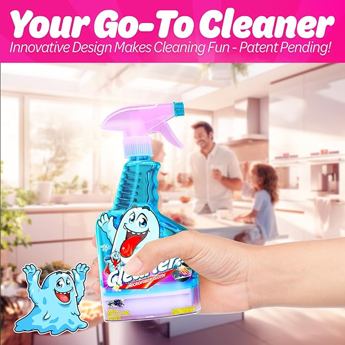 Spray Bottle With Microfiber Cap - All Purpose Cleaner 16oz - Lavender (2 Pack)