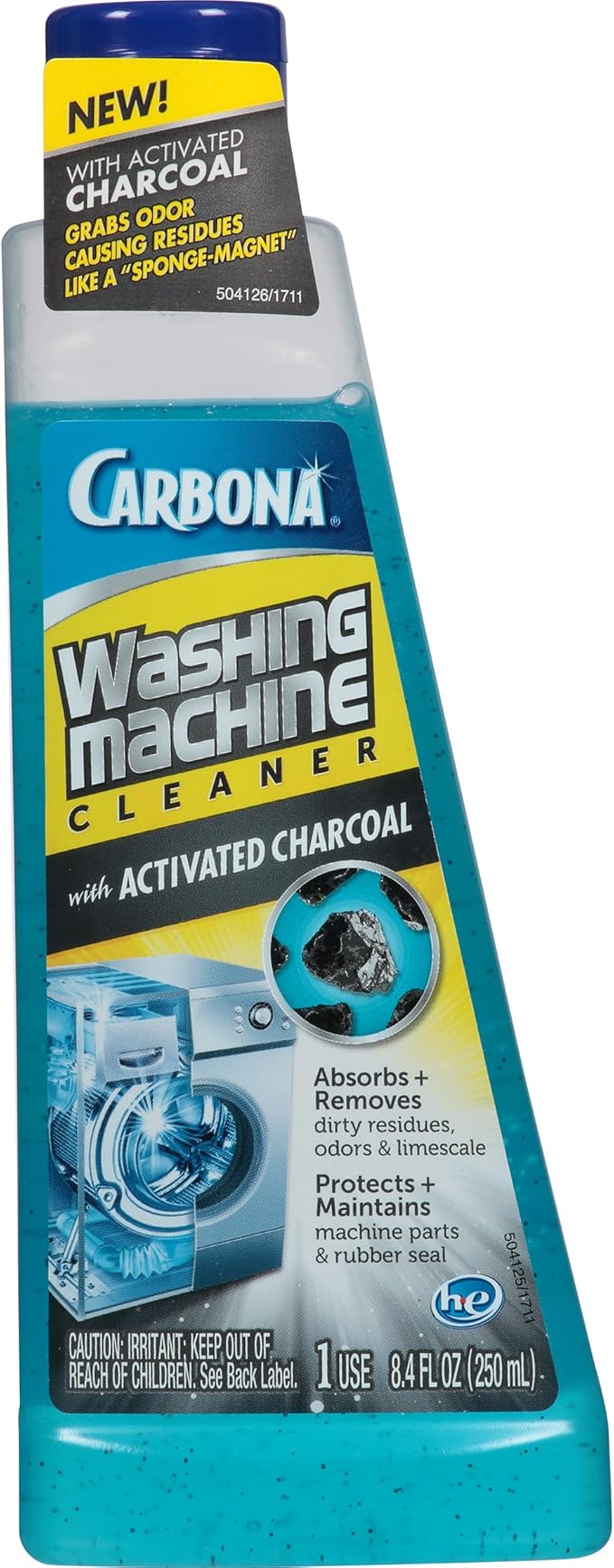 Carbona Washing Machine Cleaner with Activated Charcoal | Removes Odor-Causing Residues | Works in Standard & High Efficiency Washing Machines | 8.4 FL Oz, 1 Pack