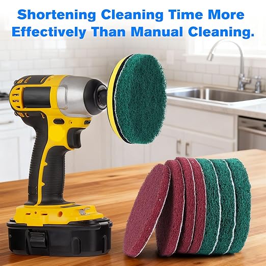 4-Inch Power Scrubber Pads Drill Attachment,Suitable for Kitchen and Bathroom Electric Diamond Brush Cleaning Kit, Including Such as Tiles, Bathtubs, Glass, Porcelain, Showers, Bathtubs and Sinks ﻿
