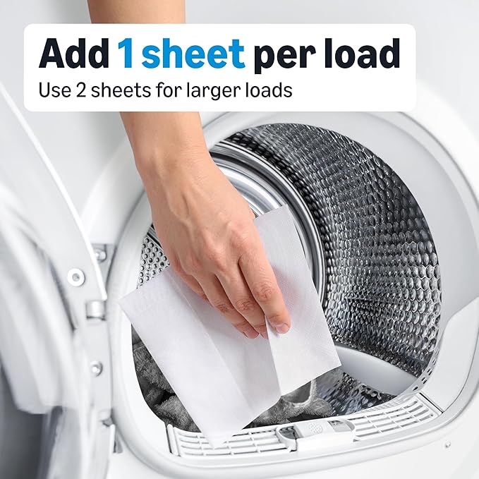 Amazon Basics Dryer Sheets, Free & Clear, Laundry Fabric Softener, Hypoallergenic, 160 Count