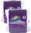 Fabuloso Scratch-Free Kitchen Dish Sponges, Purple Cellulose Scrubber Sponge with Scouring Pad for Dishes, Pots, Pans, Counters and Sinks, Tough on Messes, 4.25 x 2.75 x 1.25 in, 4 Count - 2 Pack