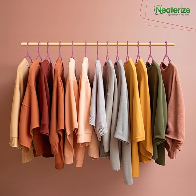 NEATERIZE Clothes Hangers Plastic 20 Pack for Adults - Plastic Hangers, The Perfect Coat Hanger and Space Saving Clothes Hangers for Closet, Percheros Ganchos para Colgar Ropa Hangars - Pink Hangers