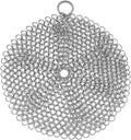 TOPULORS 316 Stainless Steel Cast Iron Skillet Cleaner Scraper Chain Link Chainmail Scrubber for Cast Iron Pans, Pre-Seasoned Pans, Griddle Pans, BBQ Grills, and More Pot Cookware-Round 7 in Diameter