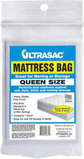 Ultrasac High Performance Queen Size Mattress 2.0 MIL (eq) Clear Cover Waterproof Bags - 70" x 92" - Pack of 1 - for Moving, Storage, & Commercial