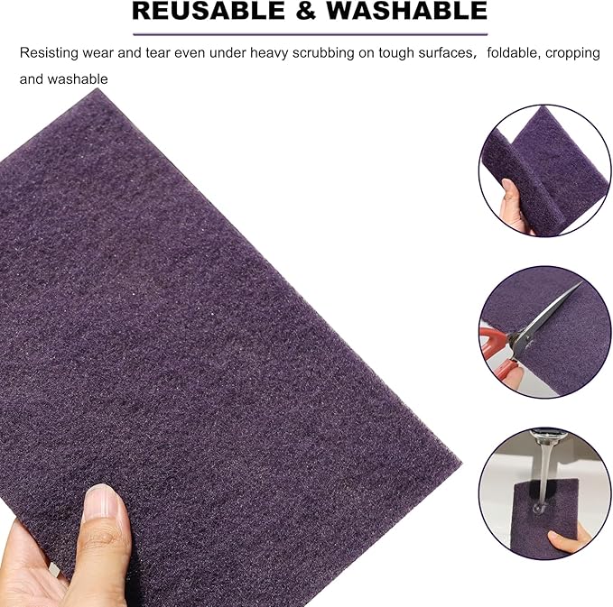 Premium 10 Pack 6" x 9" Purple General Purpose Scuff Pads - Scuffing, Scouring, Sanding, Paint Primer Prep Adhesion Scratch - Surface Preparation Automotive Car Auto Body Woodworking Wood (600 Grit)