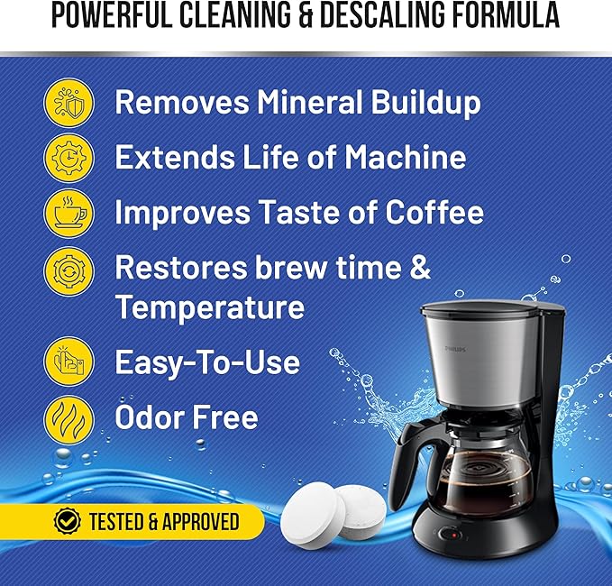 Bastion Washing Machine Cleaner Tablets (24 Ct) + Coffee Machine Descaler Tablets – Deep Cleaning Combo for Appliances – Removes Odors, Limescale & Residue