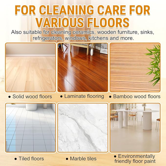 Household Hardwood Floor Cleaner, Floor Solution for Mopping Wood Tile Laminate, Marble, Natural Stones, Porcelain Shower Bathroom, Liquid-17.6 Fl Oz1 Bottle