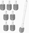 Upgrade Pumice Stone Toilet Bowl Cleaner,Bathroom Cleaner Brush Toilet Wand Refills with 30CM Long Handle for Remove Hard Water Stains with 1 Wand+ Pumice Stones (7 Pack)
