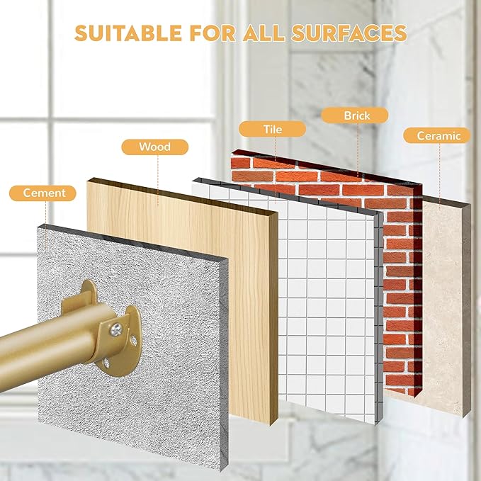 1.3 Inch Diameter Closet Rods for Hanging Clothes 17-51 Inch Adjustable, Metal Heavy Duty Closet Pole, Gold Closet Bar for Hanging Clothes, Suitable for Closet, Wardrobes, Bathroom, Windows