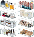 8 PACK Drawer Organizer Bins Bathroom Deep Drawer Organizer Tray for Cutlery Vanity Make-up, Clear Stackable Storage Bins for Kitchen Cabinet Closet Counter Organization and Storage