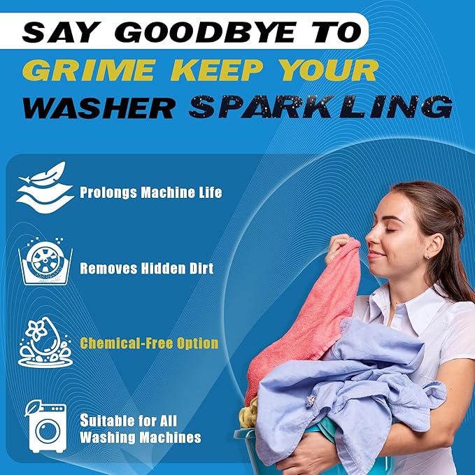 Washing Machine Cleaner Powder, 1Year Supply (24 Packs) for Front & Top Load Washers – Deep Cleaning, Odor Reduction, Residue-Free & Easy Use – Powder Cleaner for Washing Machines and Dishwasher Pods
