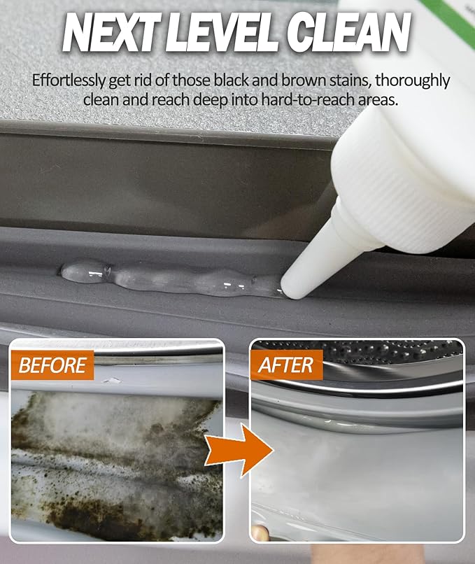GleamGlee Home Remover Gel, Powerful Washing Machine Gasket Cleaner, Heavy Duty Cleaning Solution for Washing Machine, Refrigerator Strips, Bathroom Grout, Tiles, Sink, Shower - 5 Fl.Oz