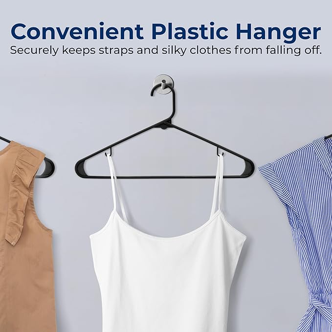 SereneLife 30 Pack Plastic Hangers, Non-Slip, Space-Saving Closet Organizers, Durable and Strong for Shirts, Sweaters, Hoodies, Kids Clothes & Dresses, Ultra-Thin, Lightweight