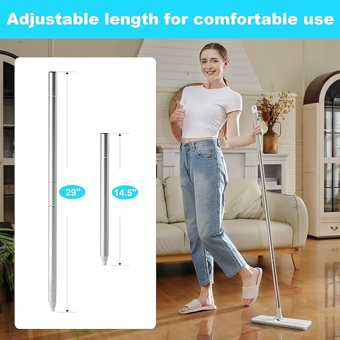 JOYMOOP Mop Handle Extension Rods, for Extending & Replacing Flat Mop, Stainless Steel Mop Handle Rods, Pack of 2 pcs Rods