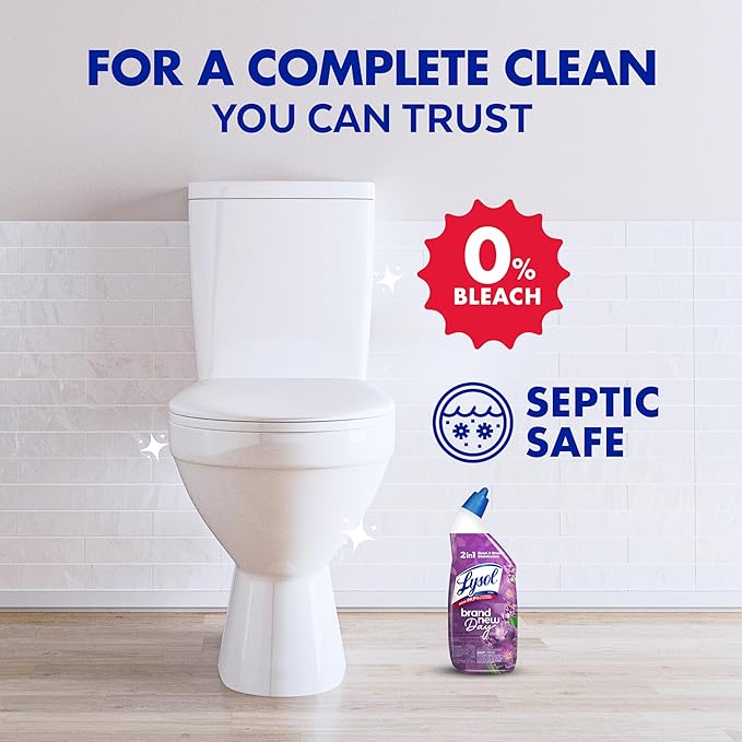 Lysol Toilet Bowl Cleaner Gel, For Cleaning and Disinfecting, Septic Safe Toilet Bowl Cleaner, Lavender & Cotton Blossom Scent, 24 oz, (Pack of 2)