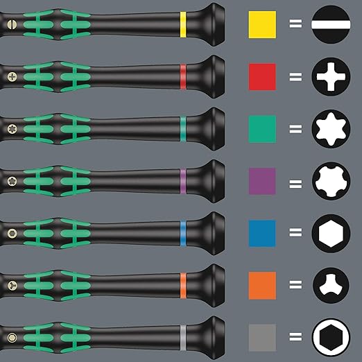 Wera 2035/6 A Kraftform Micro Slotted/Phillips Electronics Screwdriver Set and Rack, 6-Pieces