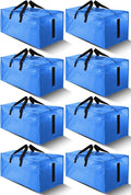 HOMESURE 8 Pack Large Strong Moving Bags with Zippers & Carrying Handles - Water-Resistant - Heavy Duty Storage Tote for Space Saving, Fold Flat, Alternative to Moving Box (Sky Blue)