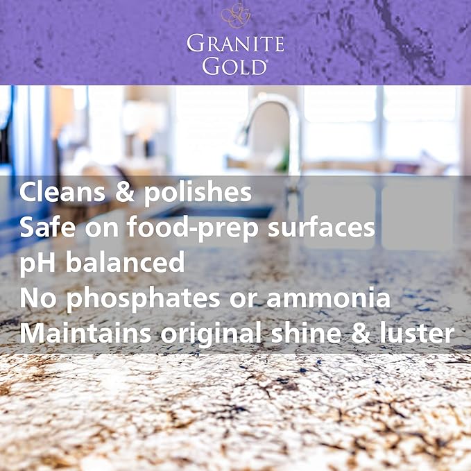 Granite Gold Clean and Shine Spray-Streak-Free Deep Cleaning & Polishing of Granite, Marble, Quartz, 24 Fl Oz (Pack of 1)