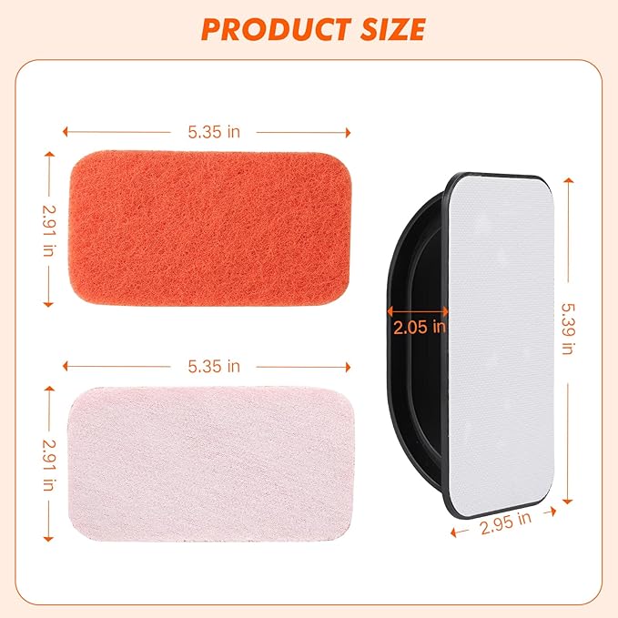 Griddle Scour Pads, Non-Scratch Scouring Pads with Handle, Grill Scrubbers, Cast Iron Polishing Pads, Heavy Duty Scrubbing Pads for Cleaning Walls- 11 Scrub Pads and 1 Handle
