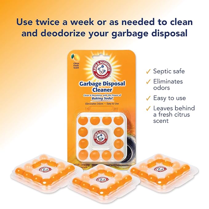 Arm & Hammer 24-Count Sink Garbage Disposal Cleaner, Freshener & Deodorizer Capsules Citrus Scent, with Power of Baking Soda