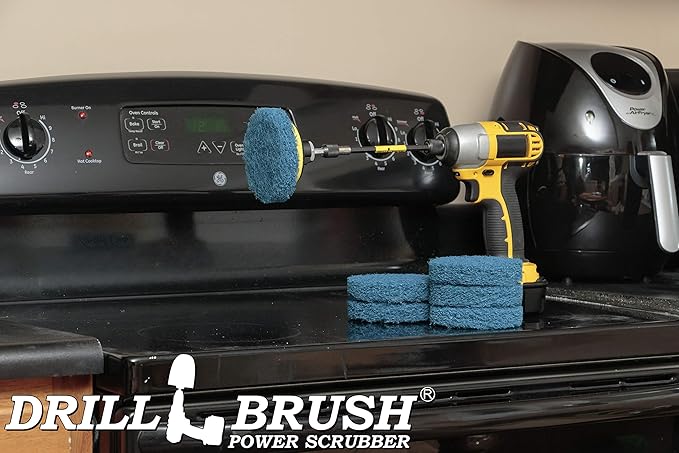 Kitchen Accessories - Cleaning Supplies - Drill Brush - Spin Scrubber - Oven Cleaner - Stove Top Cleaner - Pots and Pans - Kitchen Sink - Hard Water Stain Remover - Drill Attachment Power Scrubber