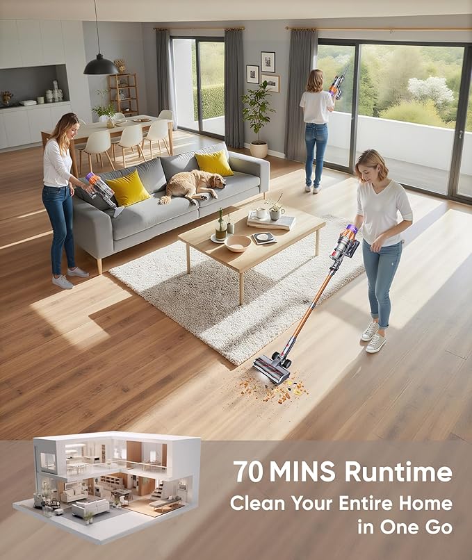 Cordless Vacuum Cleaner, 600W 50KPA 70Mins Vacuum Cleaners for Home,Stick Vacuum with Self-Standing ,Wall Mount Dock, 3.3Ft Hose,Aromatherapy, Household Vacuum for Pet Hair/Carpets/Hardwood（X7A Pro）