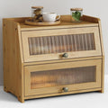 Goozii Large Bread Box for Kitchen Countertop, Double Layer Breadbox for Homemade Loaf Bread, Farmhouse Bread Storage Container Bin for Kitchen Counter Pantry Cupboard (Natural Bamboo)