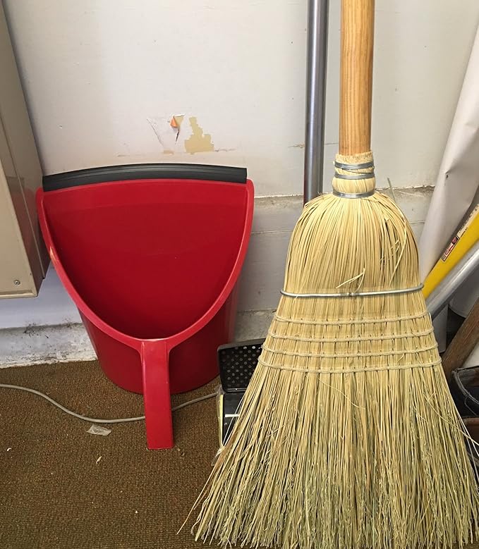 Handy Pan- RED - Large Capacity Recycled Plastic Heavy Duty Dust Pan! Made in USA! Great for Home, Shop, Garage, Waterproof, Stackable, Stands Upright. Unique Rubber Edge gets Debris in! Handypan